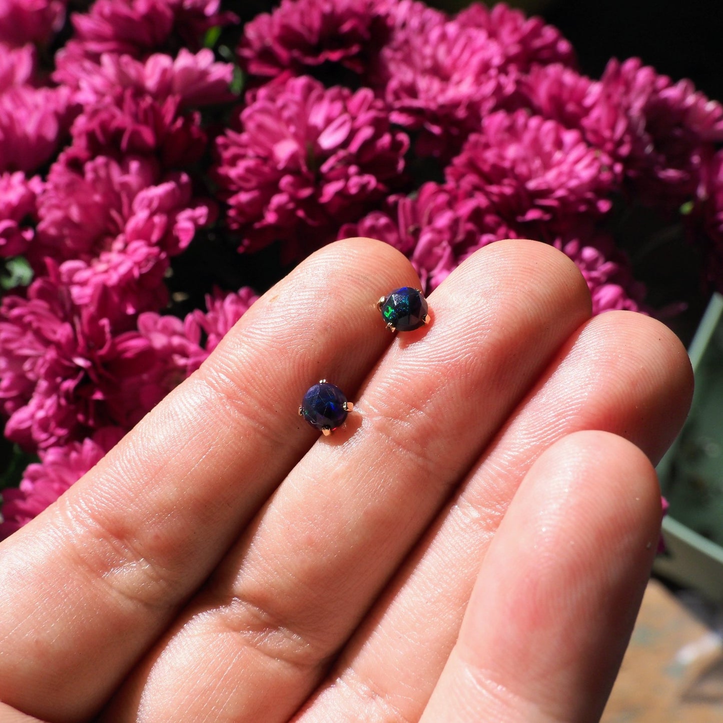 14k Black Opal Studs - Mettle by Abby