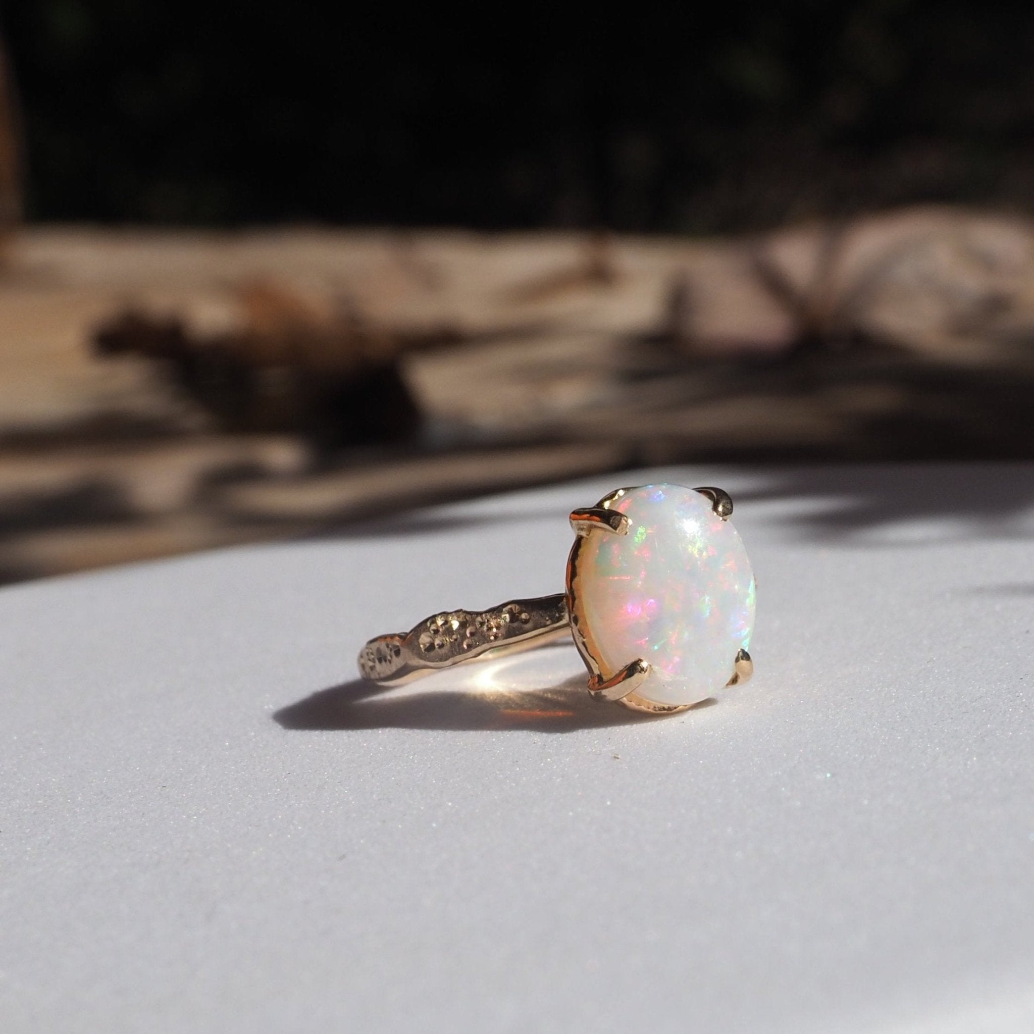 14k Yellow Gold Opal Star Dust Ring – Mettle by Abby