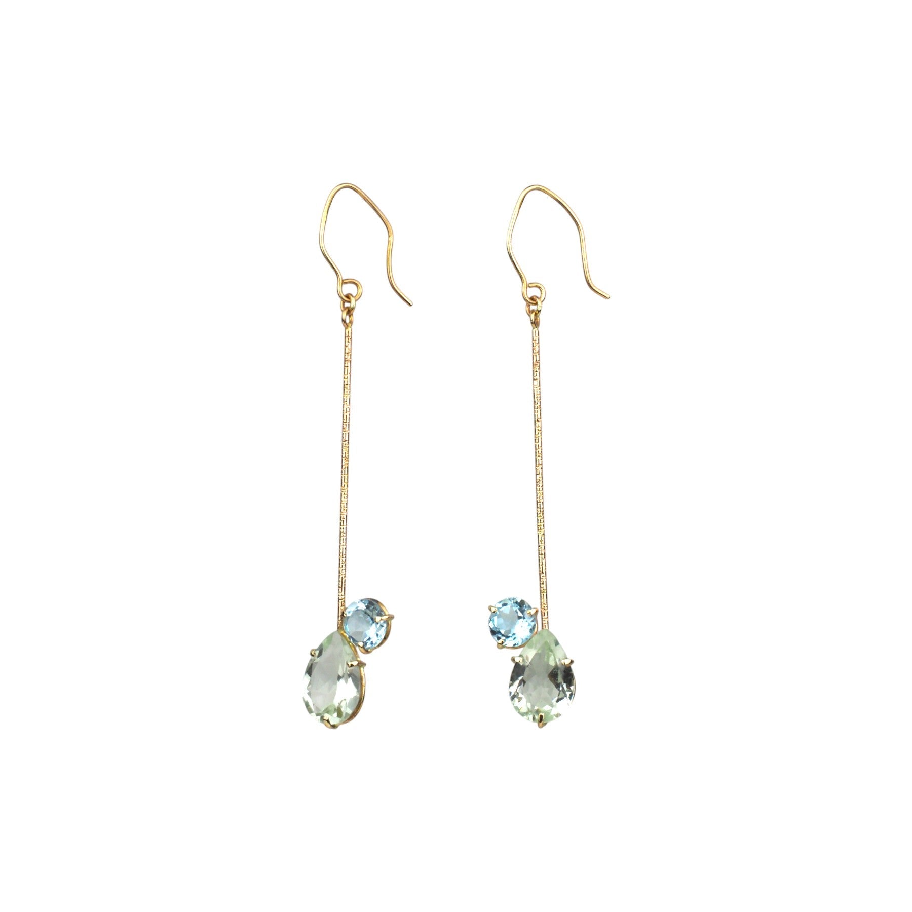 14k Yellow Gold Aquamarine and Topaz Earrings - Mettle by Abby
