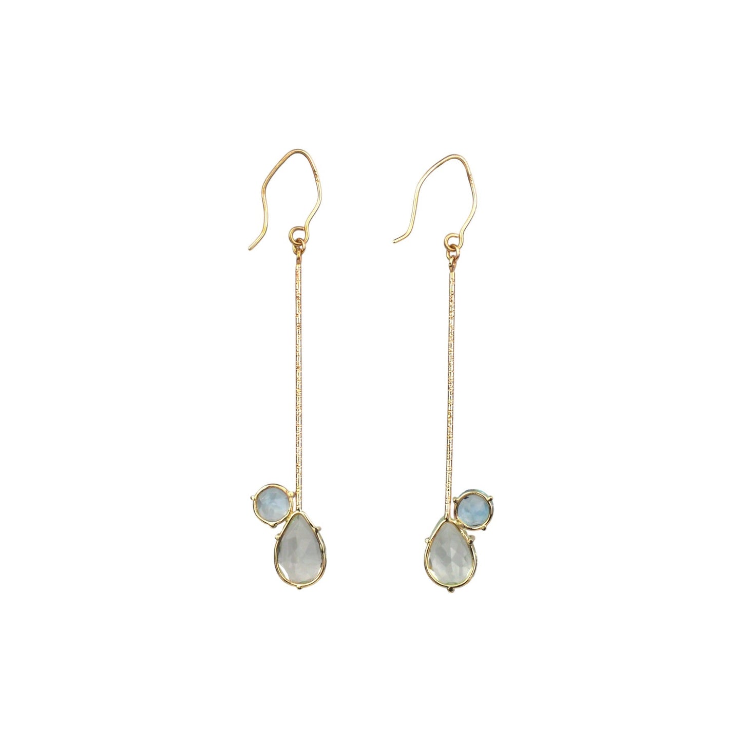 14k Yellow Gold Aquamarine and Topaz Earrings - Mettle by Abby