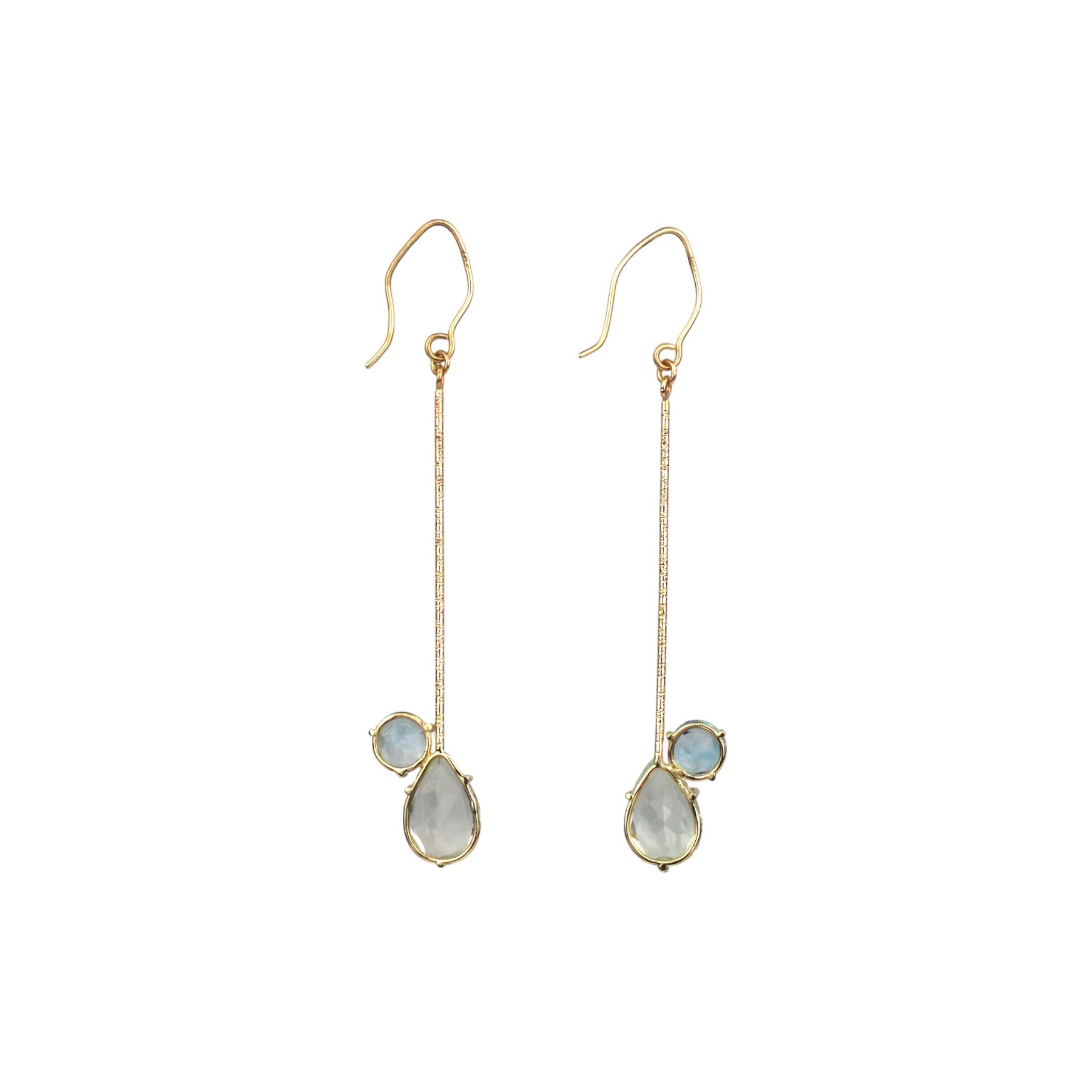 14k Yellow Gold Aquamarine and Topaz Earrings - Mettle by Abby