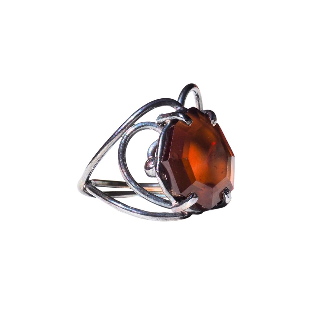 Iron & Ember Hessonite Garnet Ring | Sterling Silver | Size 8