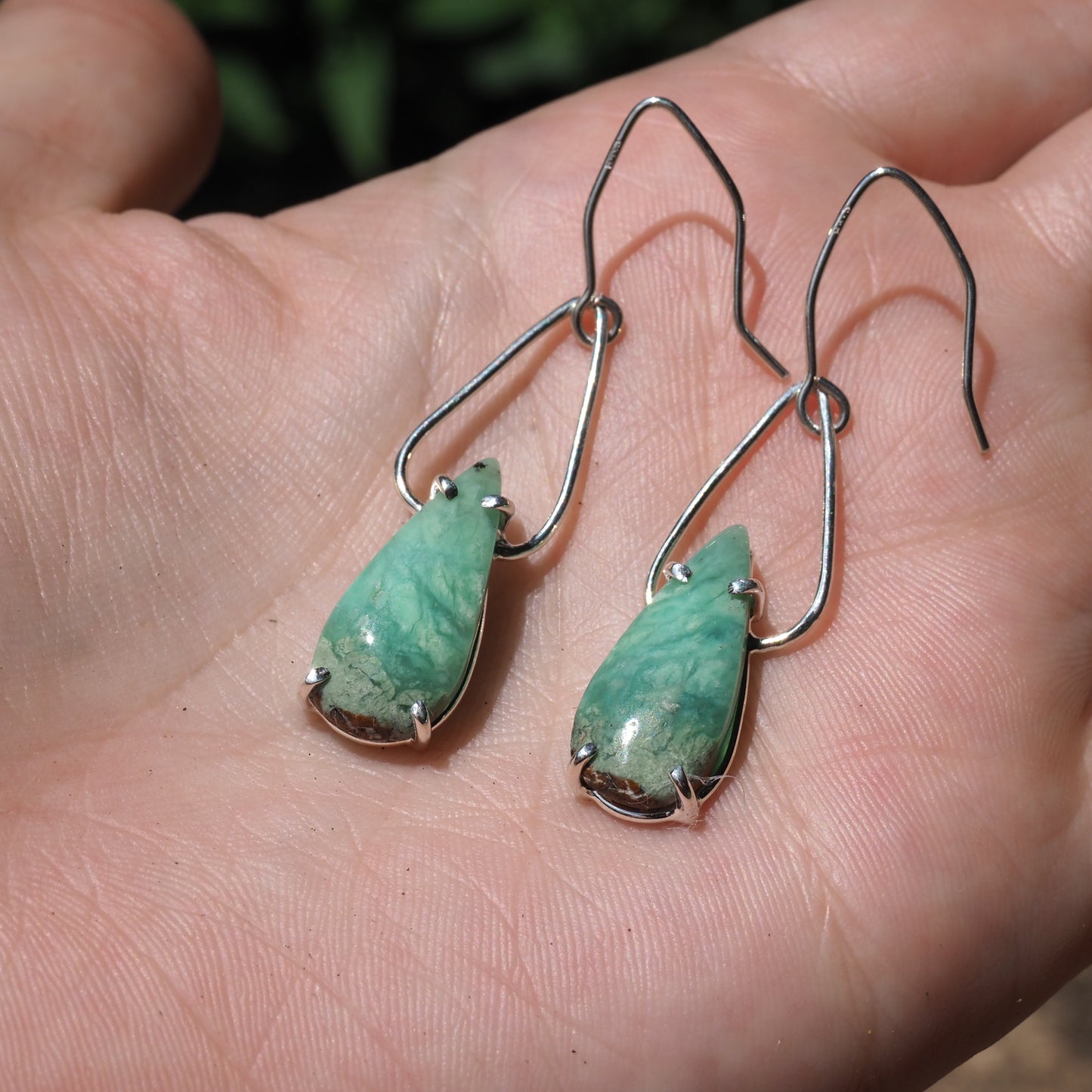 Chrysoprase Petal Earrings