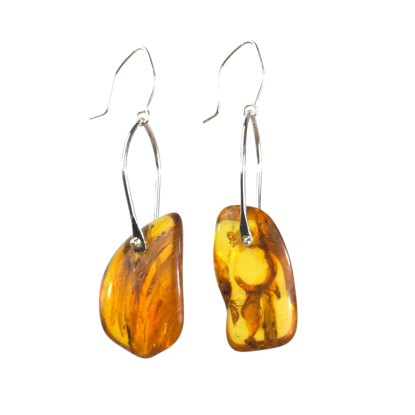 Silver Amber Earrings