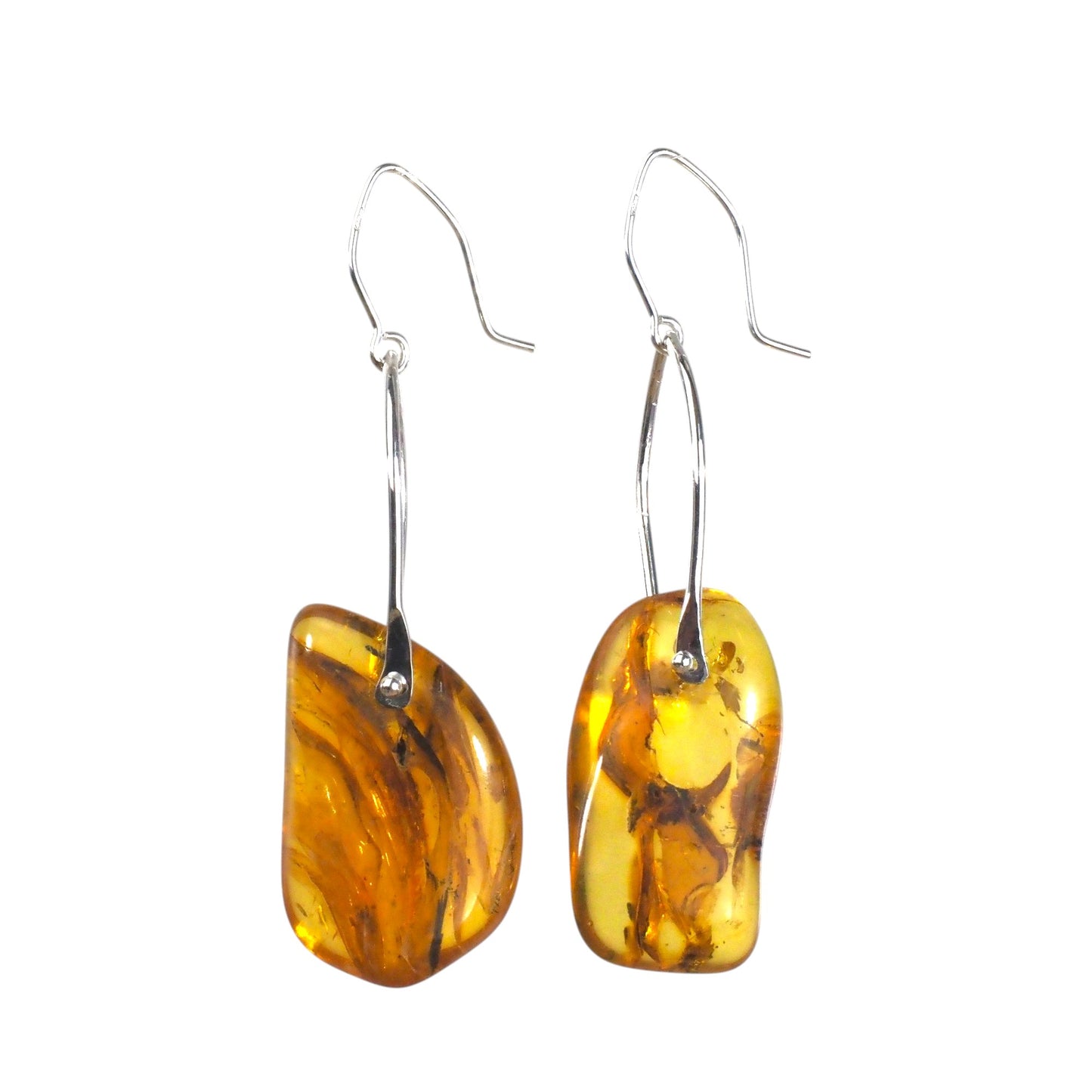 Silver Amber Earrings