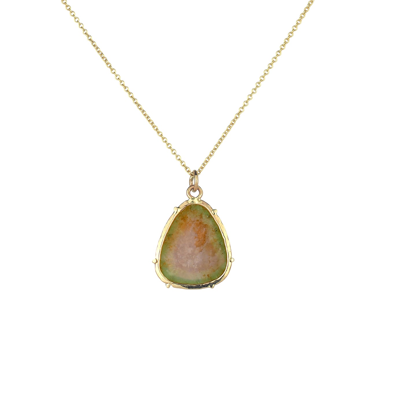14k Watermelon Tourmaline Slice Necklace