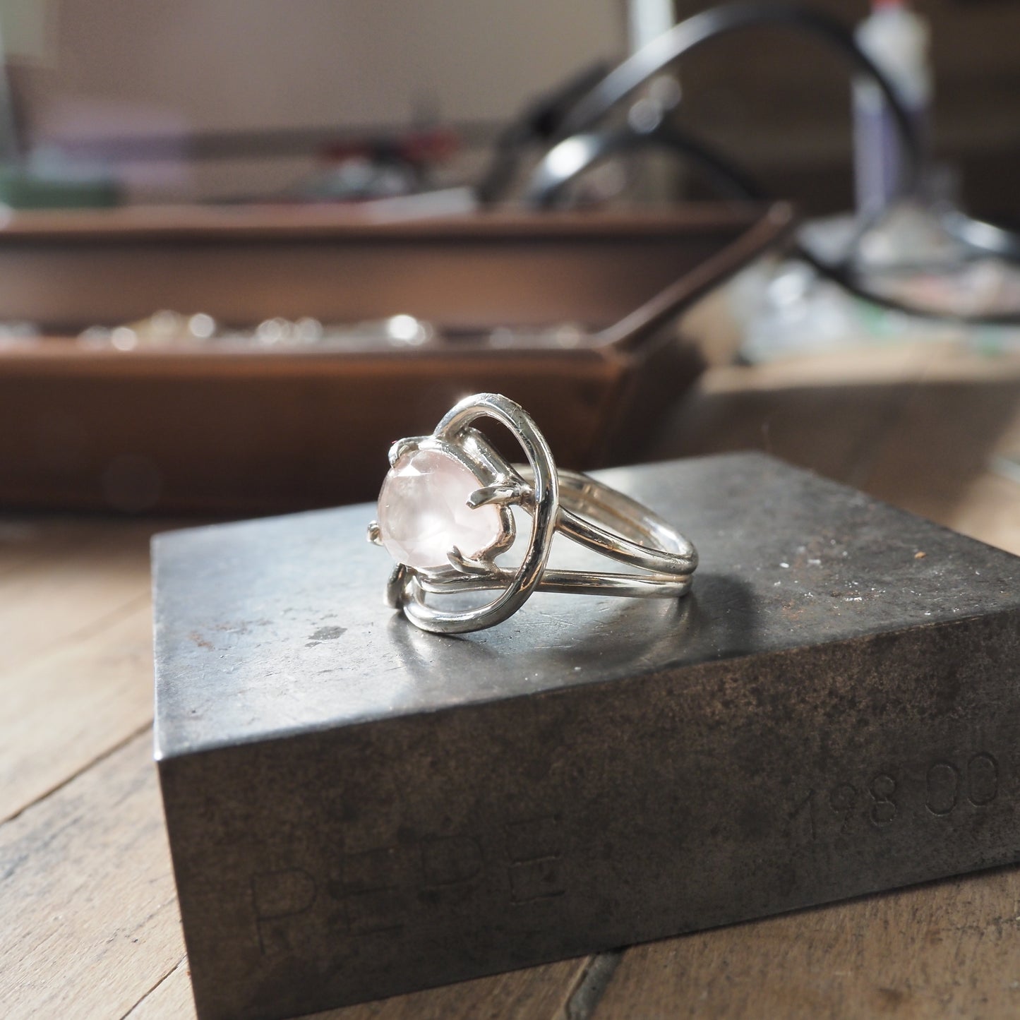 Nestled Rose Quartz Ring