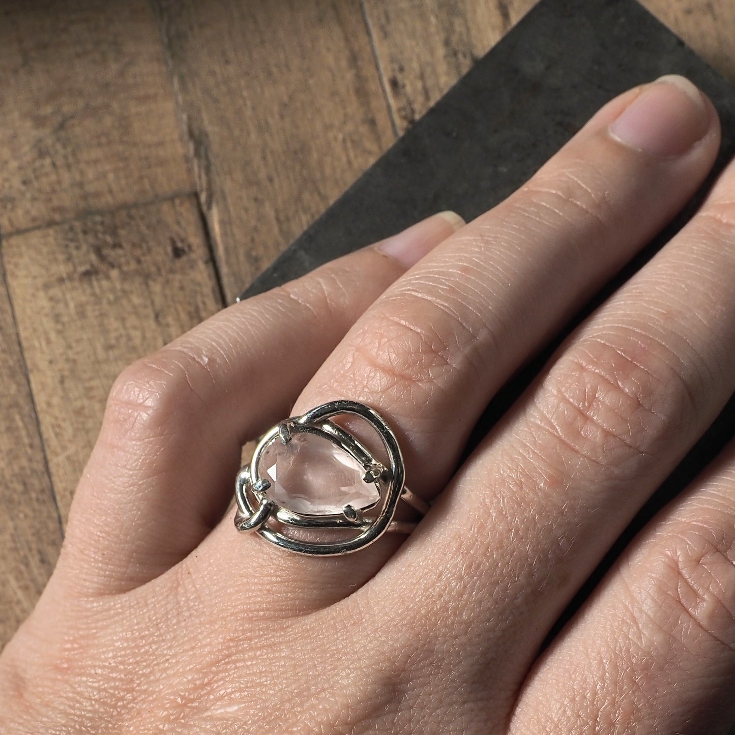 Nestled Rose Quartz Ring