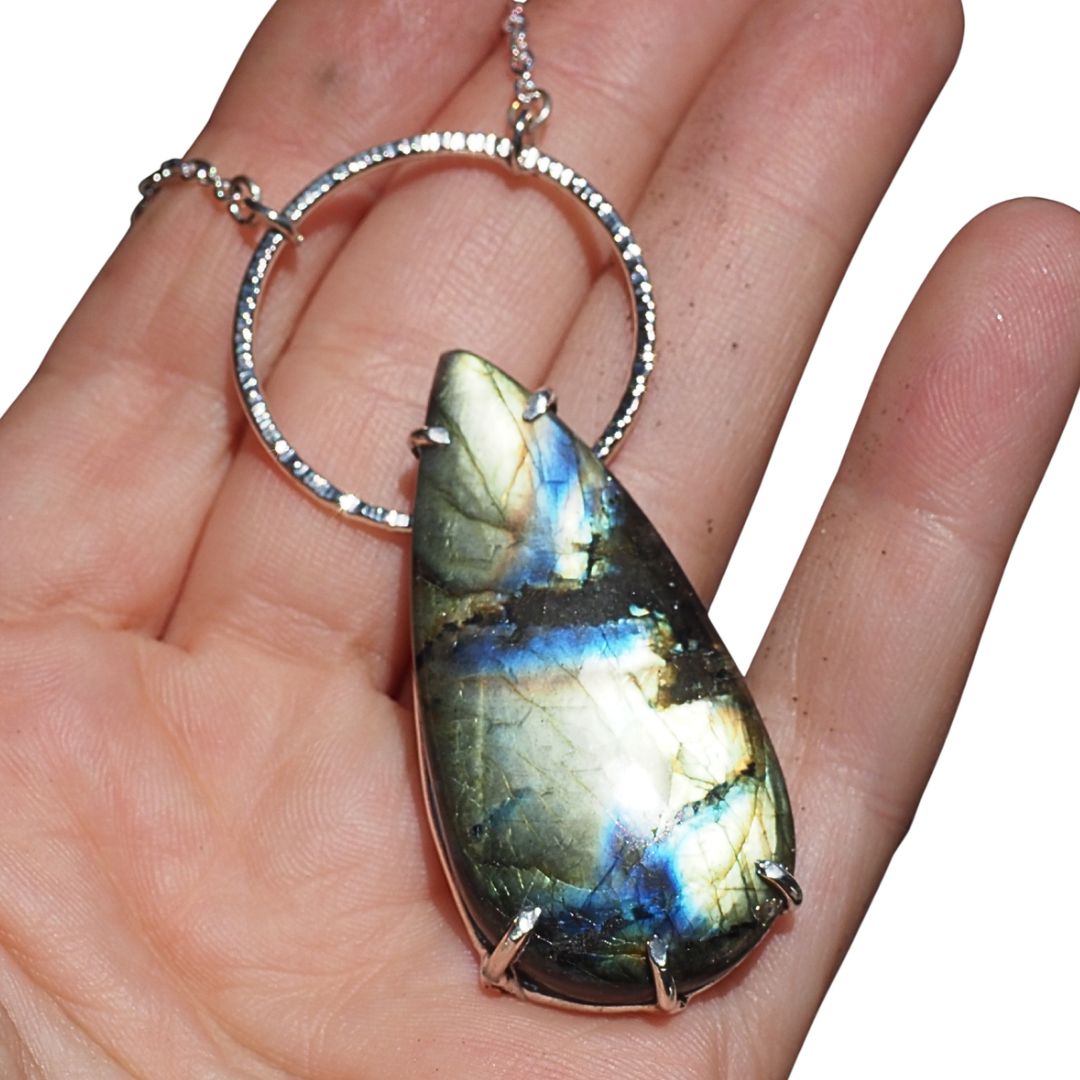 Stormy Labradorite Statement Necklace | Sterling Silver