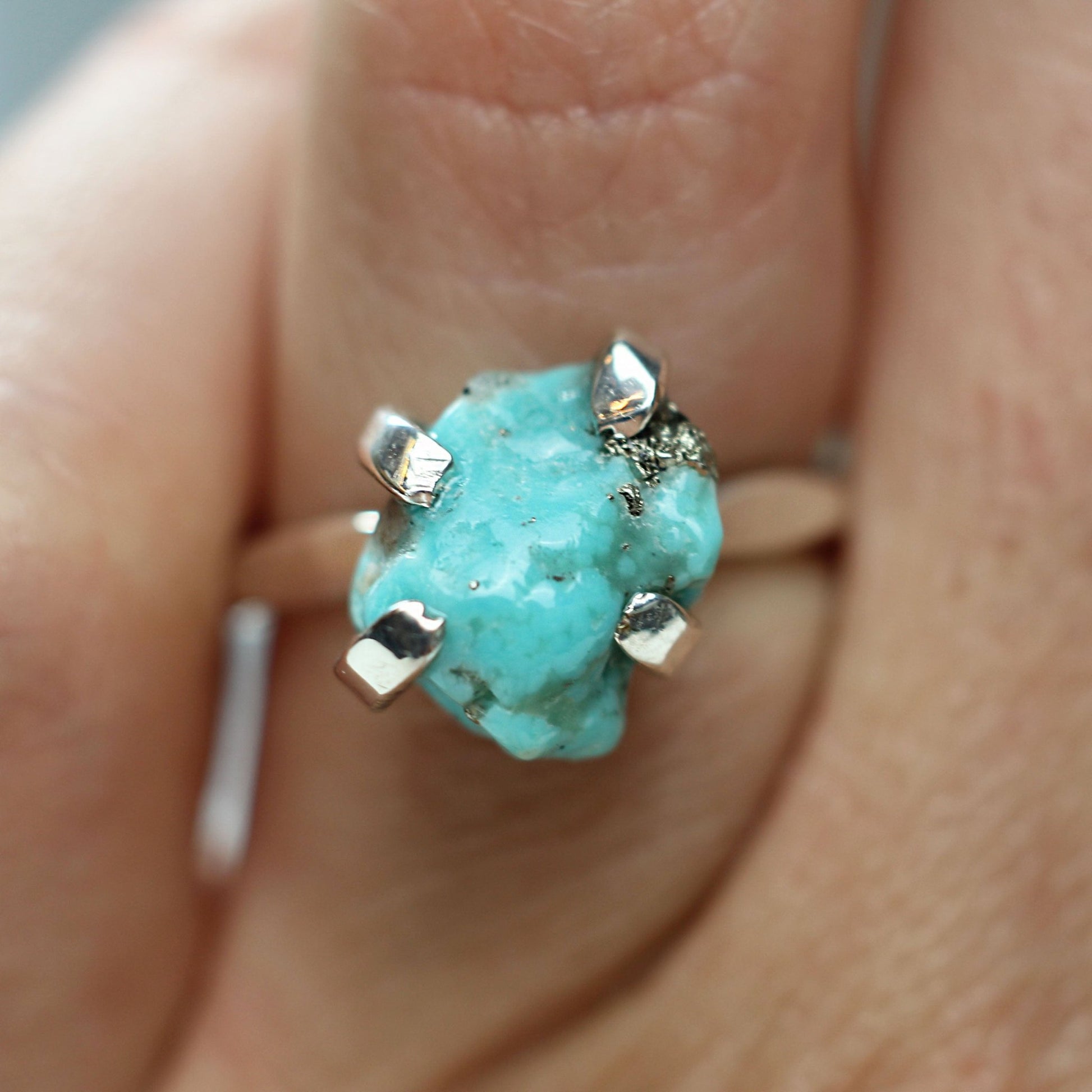Raw Turquoise Silver Ring - Mettle by Abby