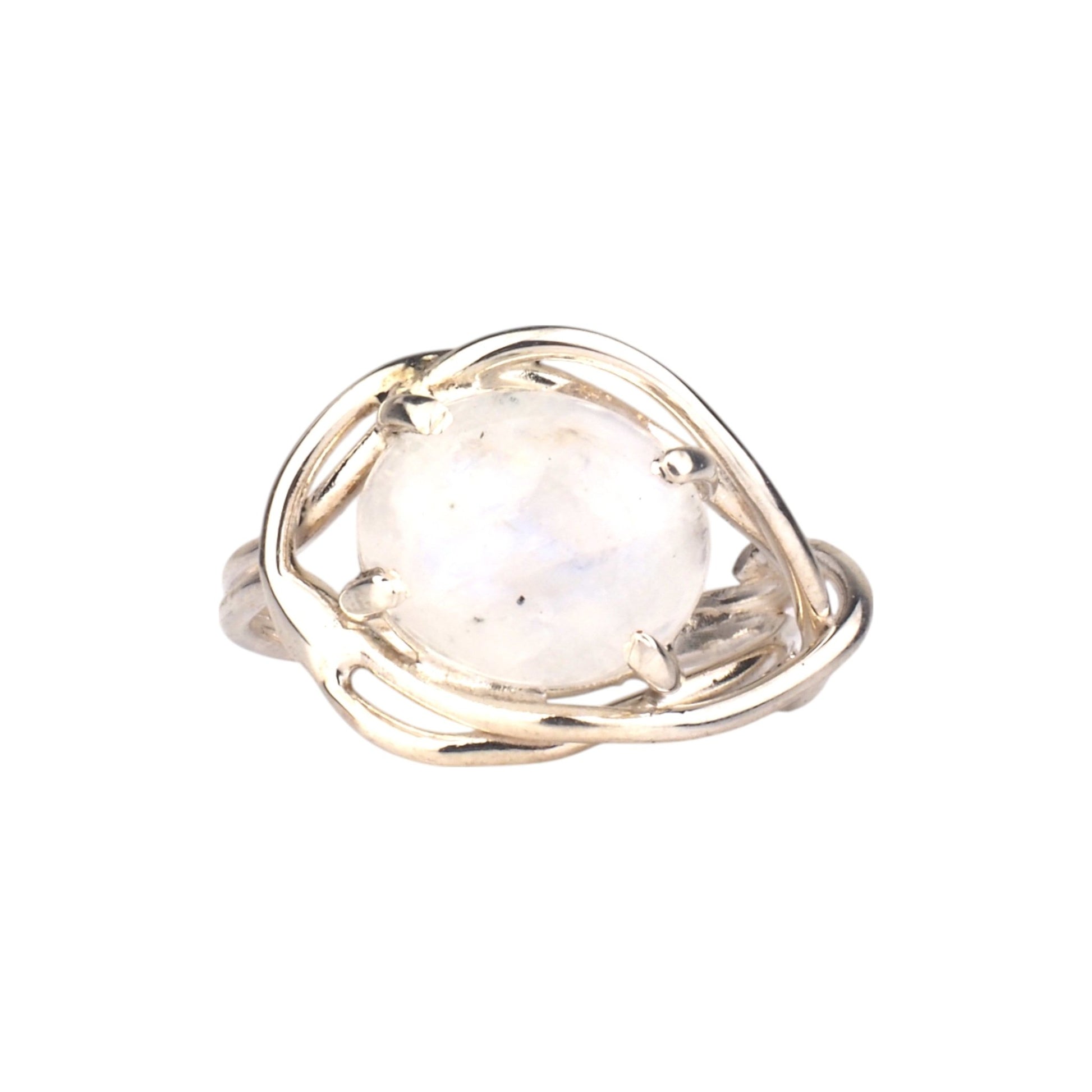Sterling Silver Moonstone Ring - Elven Star East - West Design - Mettle by Abby