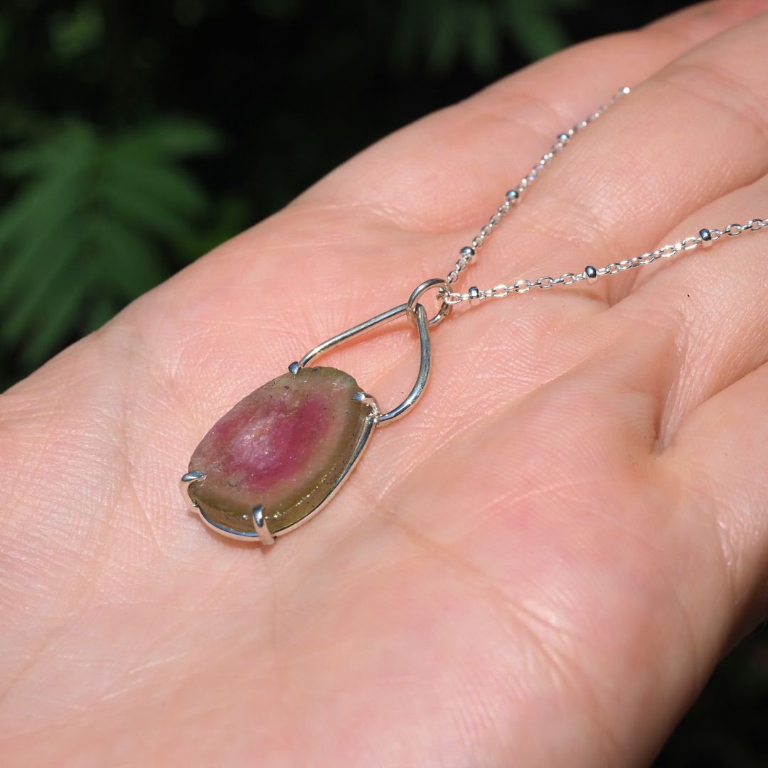 Watermelon Tourmaline Petal Necklace