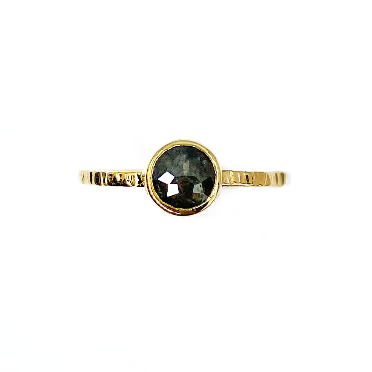 14k Yellow Gold Gray Rose Cut Diamond Ring - Mettle by Abby