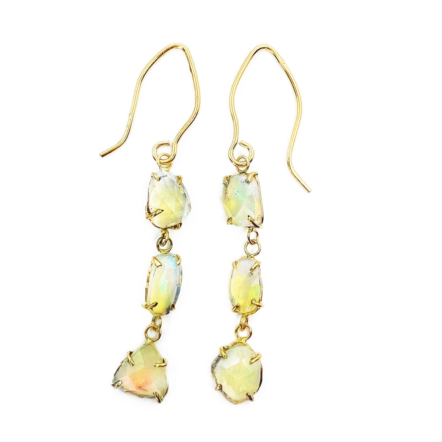 14k Rose Cut Opal Link Earrings