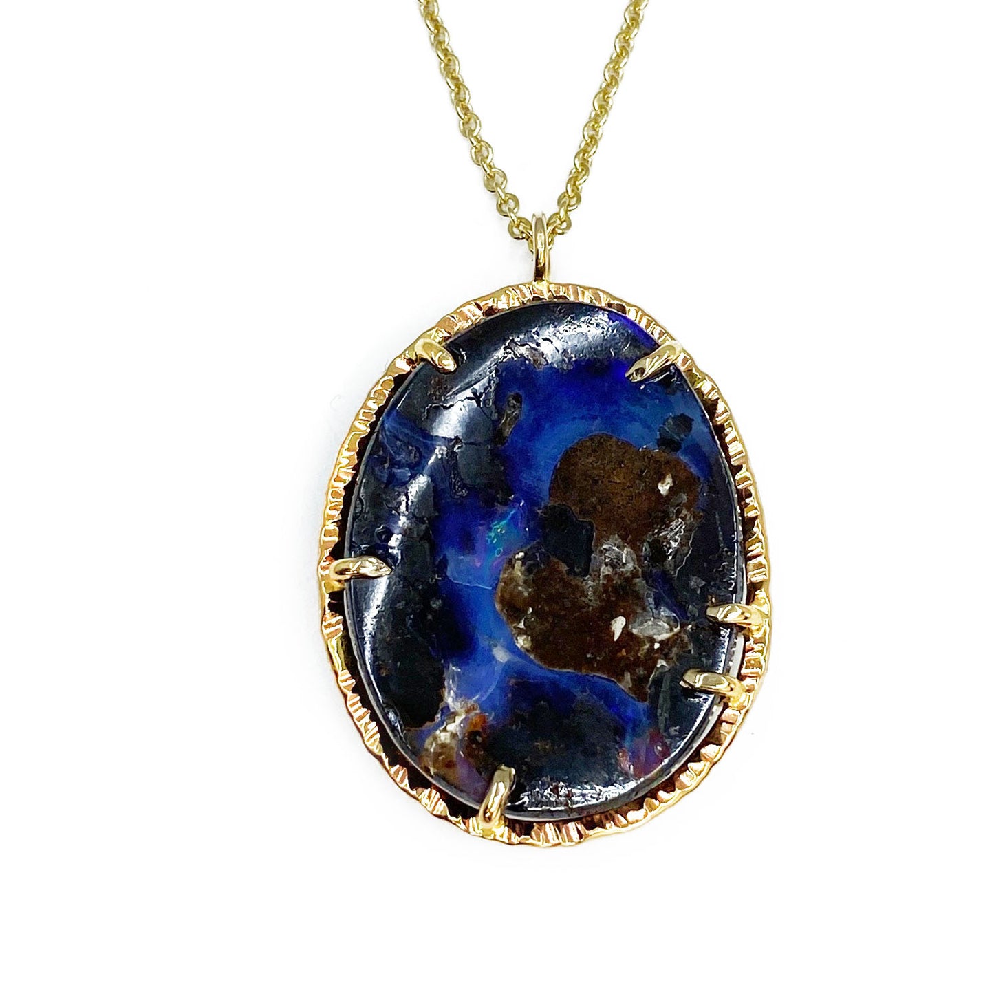 14k Yellow Gold Boulder Opal Necklace