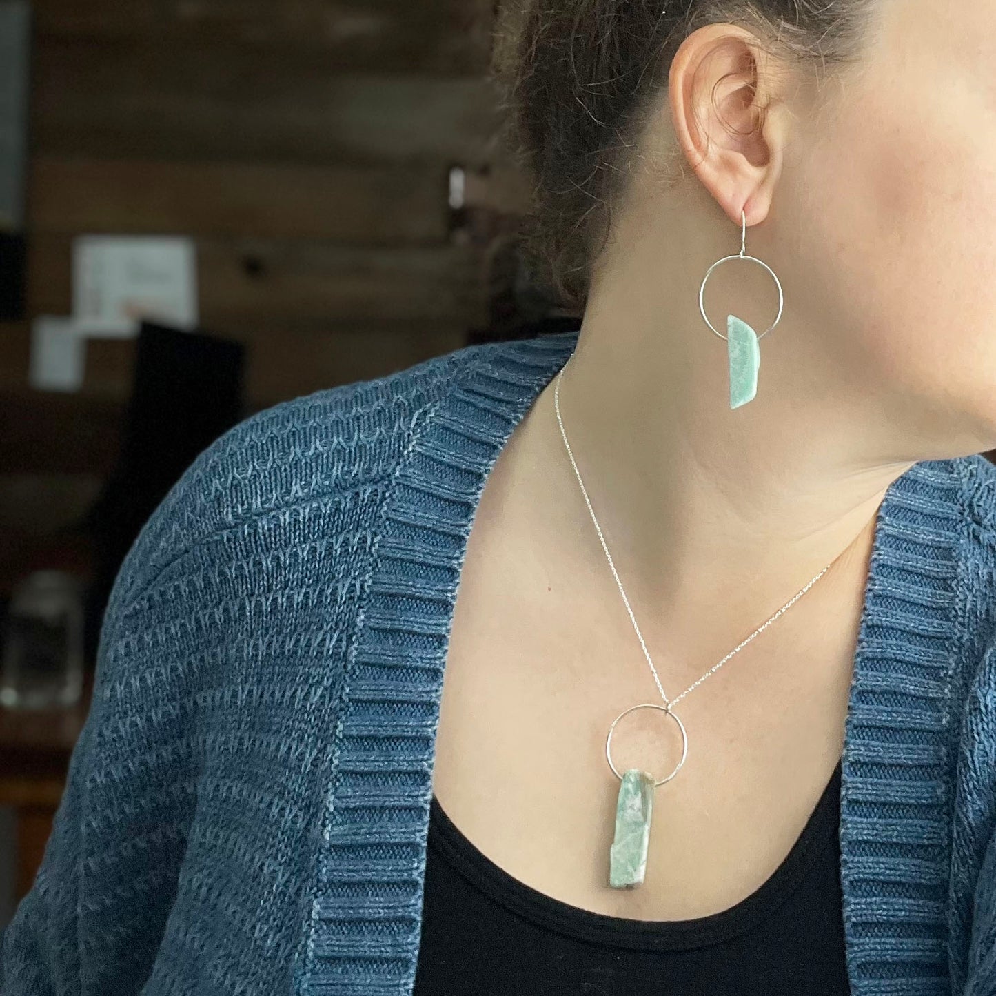 Amazonite Hoop Necklace