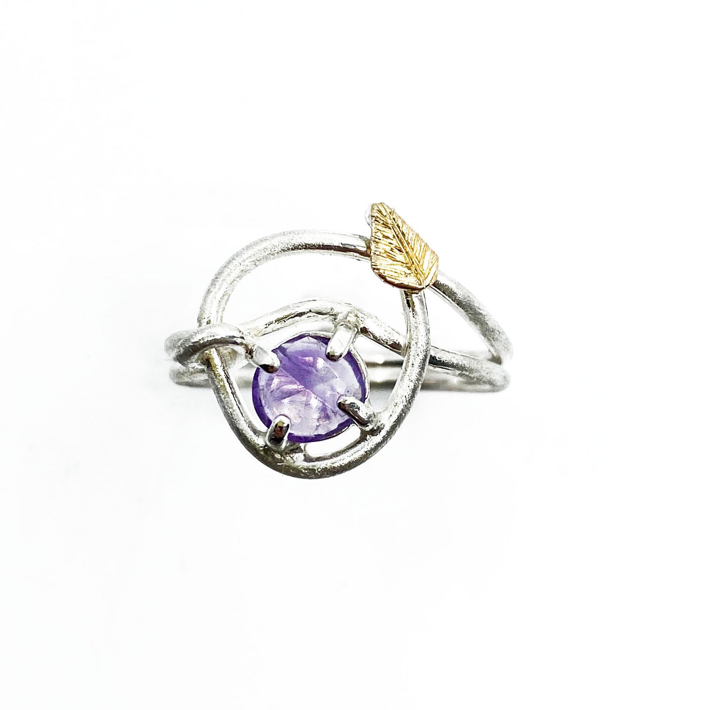 Amethyst Leaf Ring