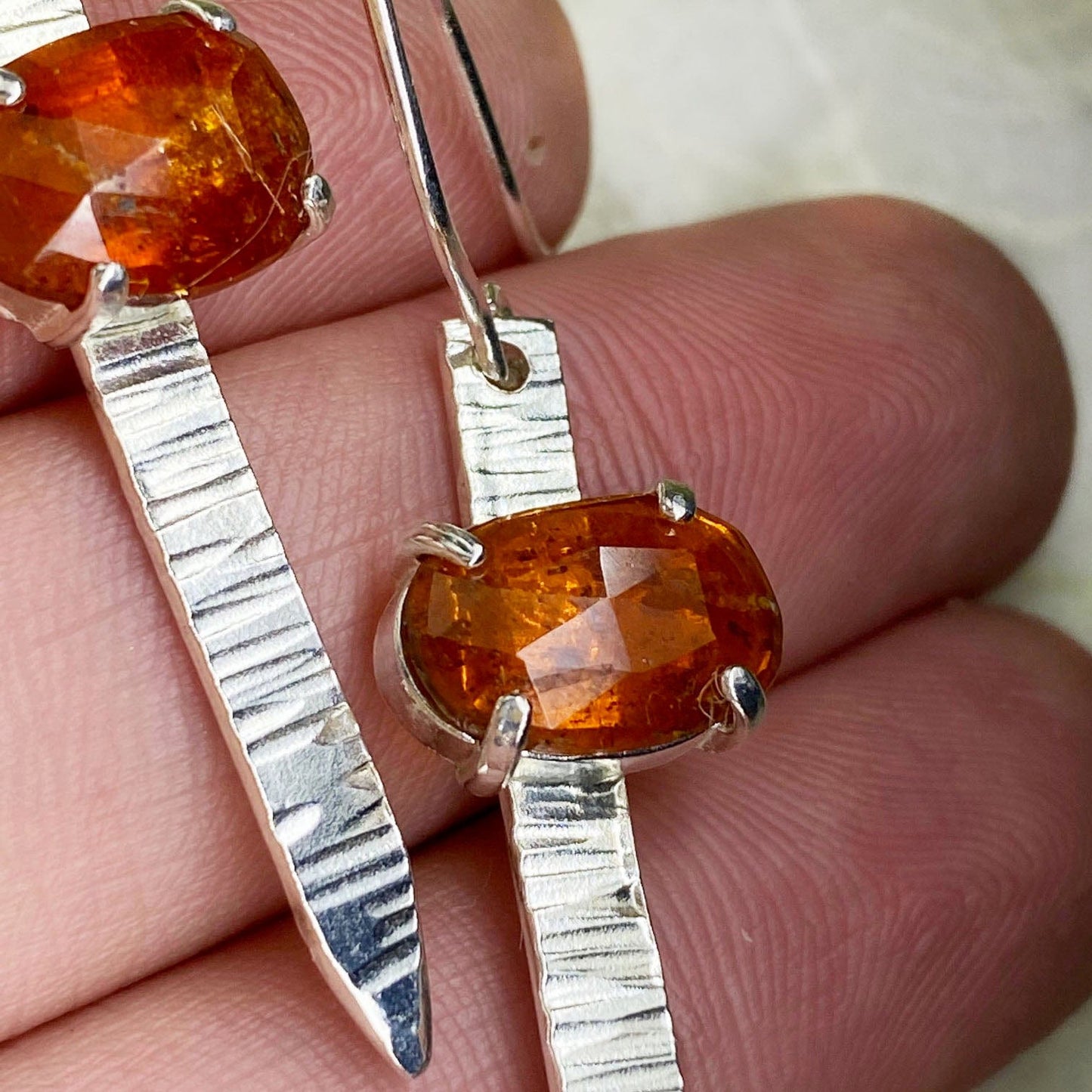Orange Kyanite Blade Earrings