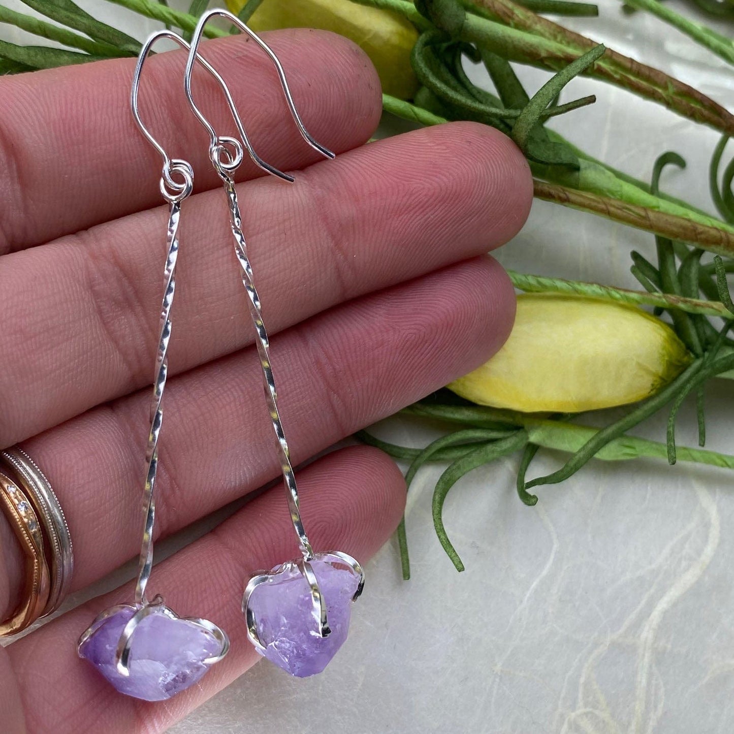 Raw Amethyst Drop Earrings
