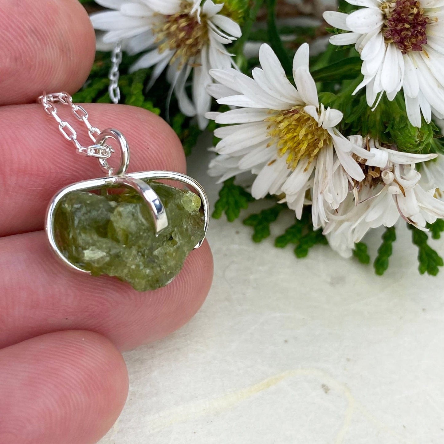 Raw Peridot Necklace