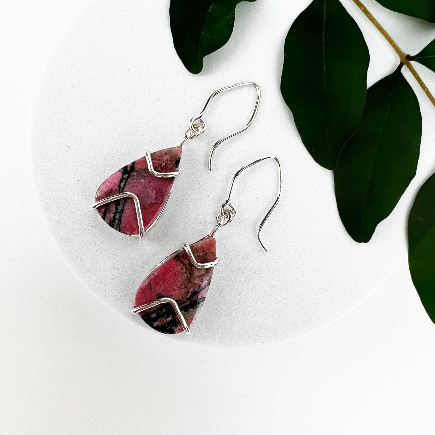 Rhodonite earrings on sale