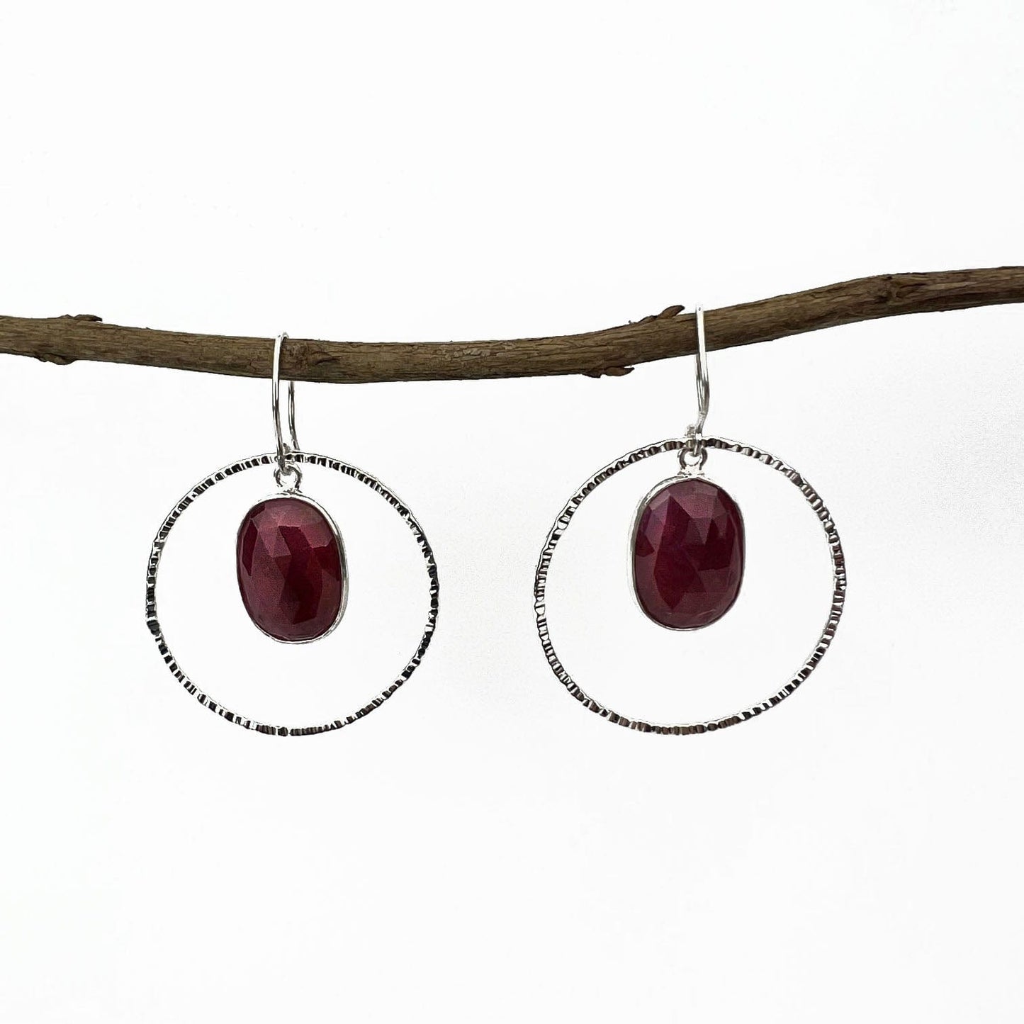Silver Ruby Earrings