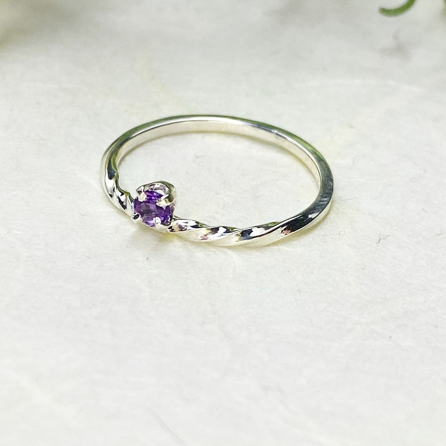 Silver Amethyst Stacking Ring