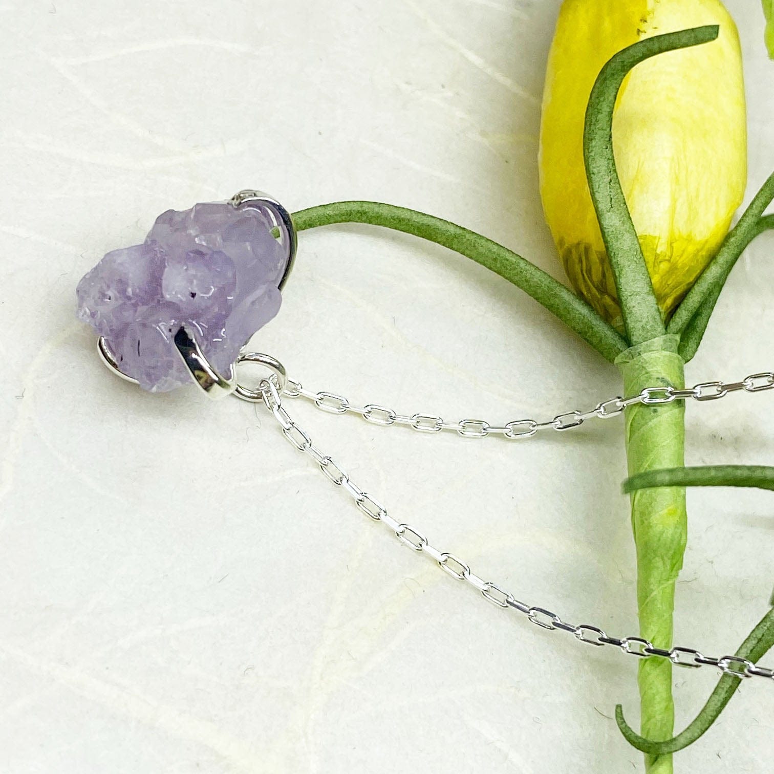 Raw Amethyst Crystal Necklace - Mettle by Abby