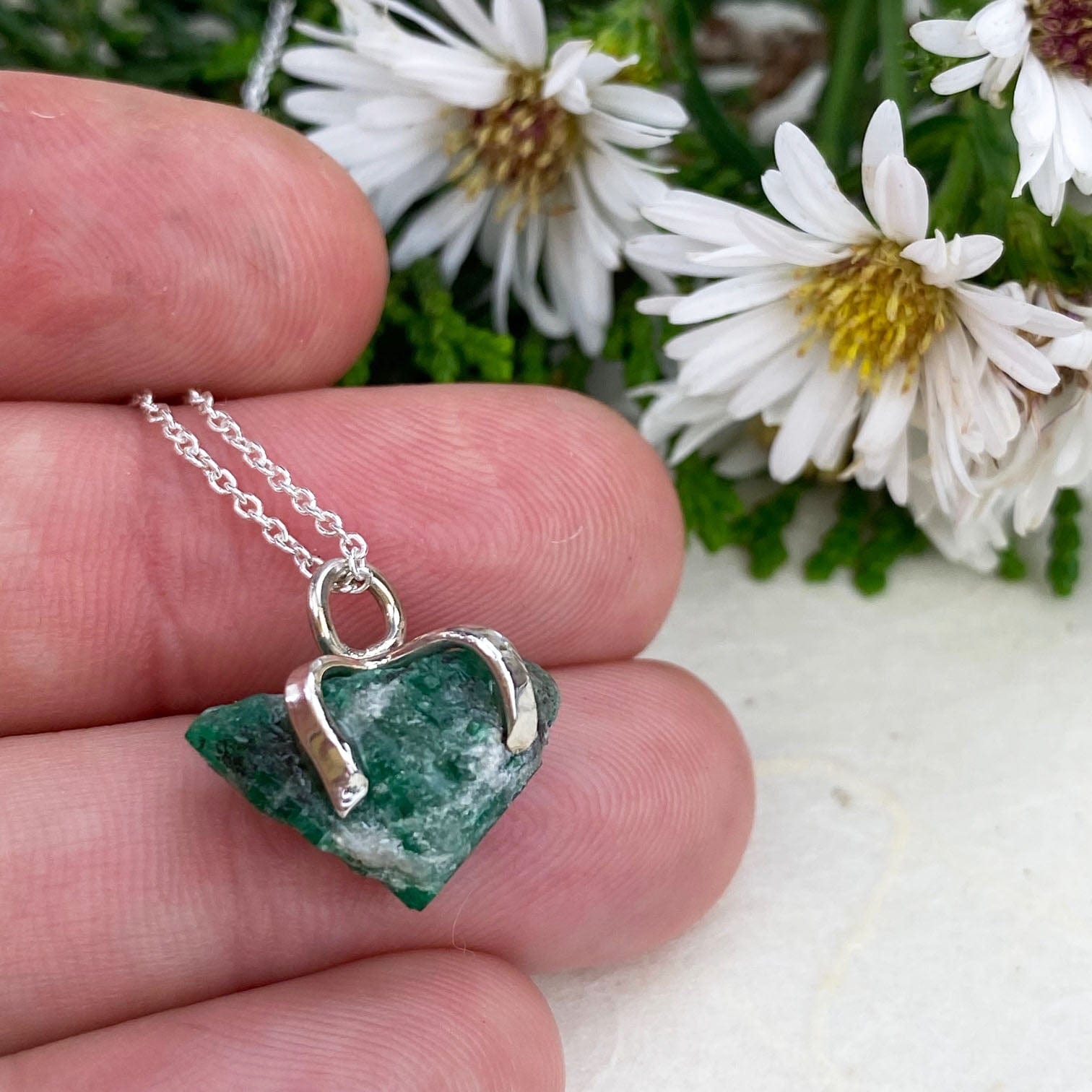 Raw Emerald Crystal Necklace - Mettle by Abby