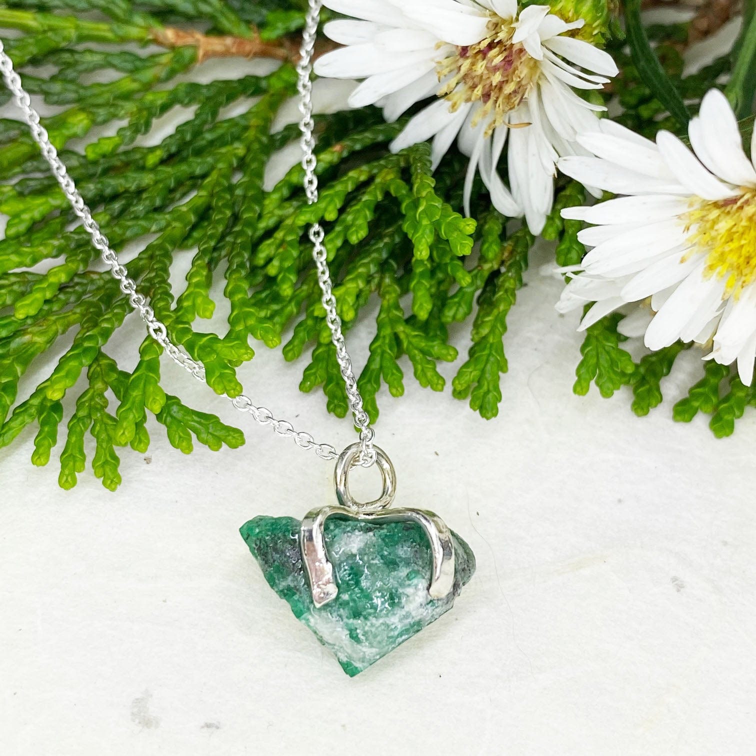 Raw Emerald Crystal Necklace - Mettle by Abby