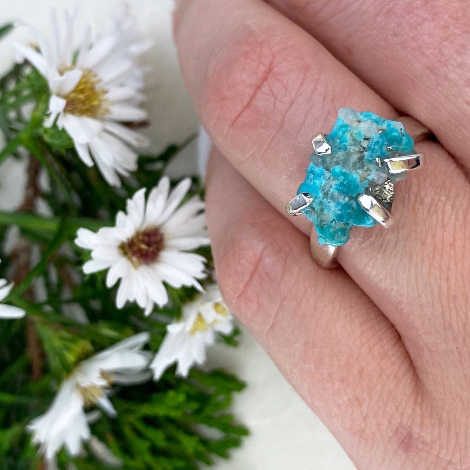 Raw Turquoise Silver Ring - Mettle by Abby