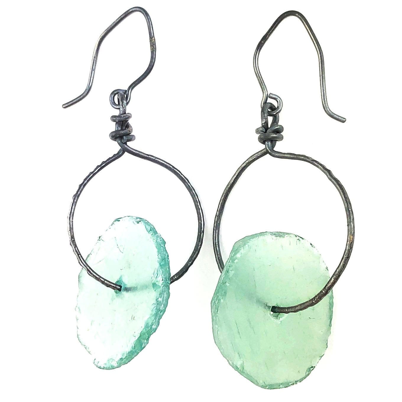Roman Glass Black Lasso Hoops - Mettle by Abby