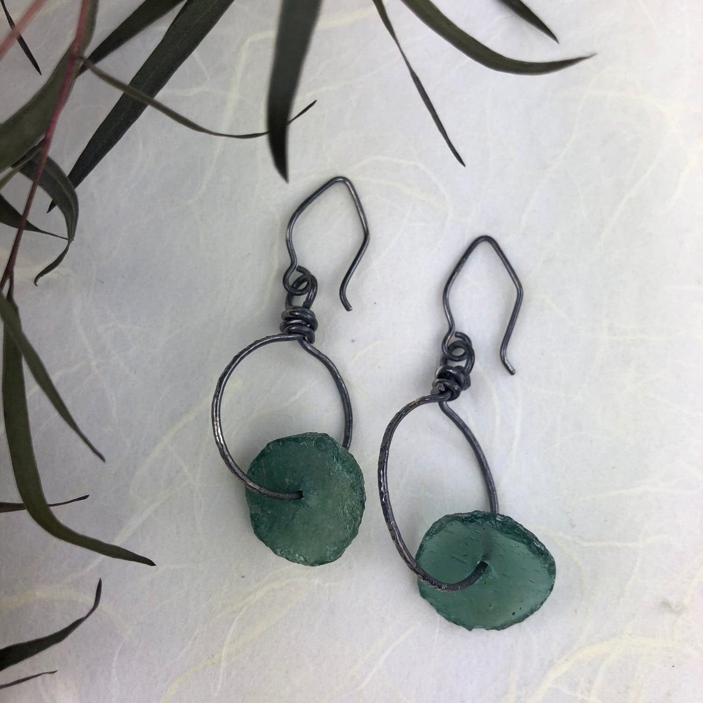 Roman Glass Black Lasso Hoops - Mettle by Abby