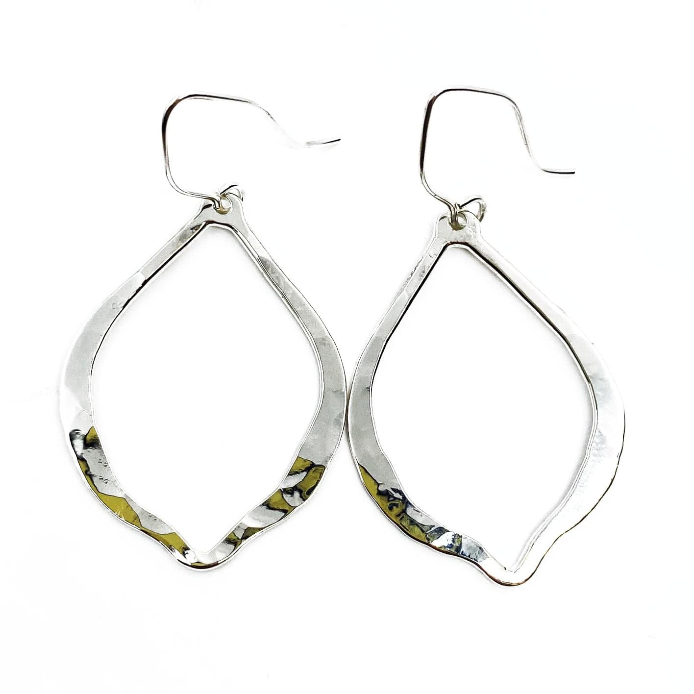Silver Hammered Drop Earrings - Mettle by Abby