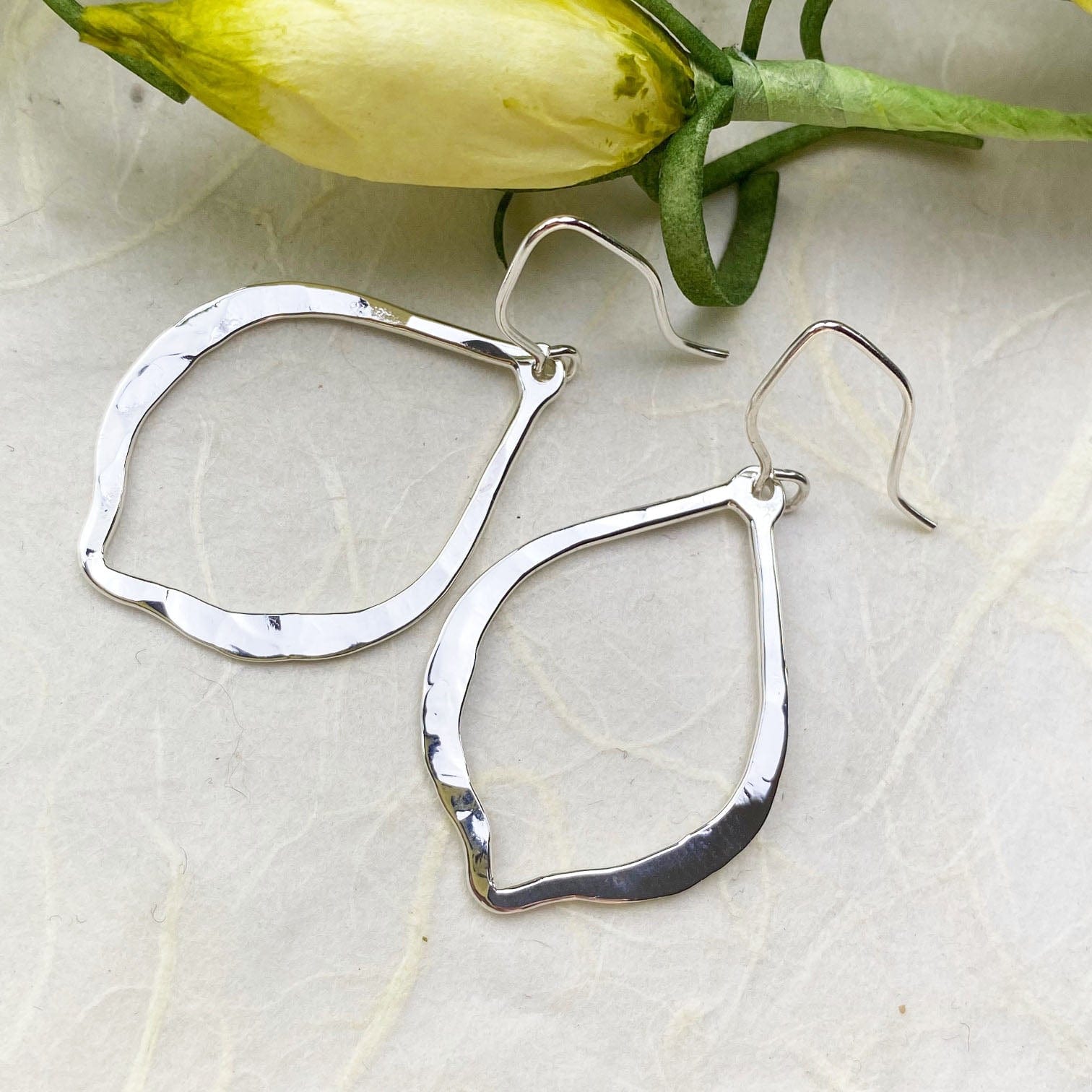 Silver Hammered Drop Earrings - Mettle by Abby