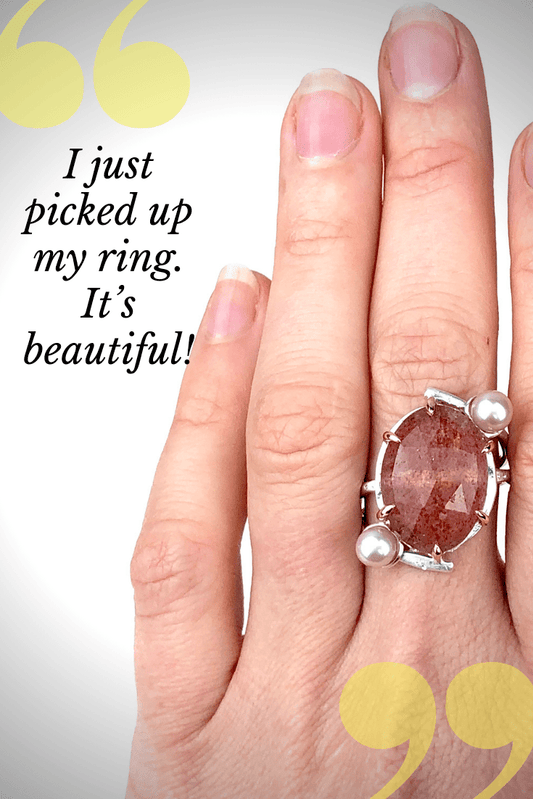 Cherry Quartz Ring with Pink Pearls - Mettle by Abby