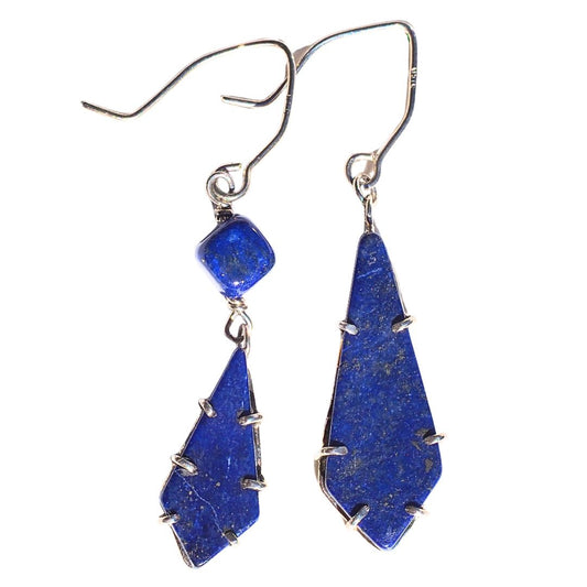 Asymmetrical Lapis Lazuli Earrings | Sterling Silver | Mettle by Abby