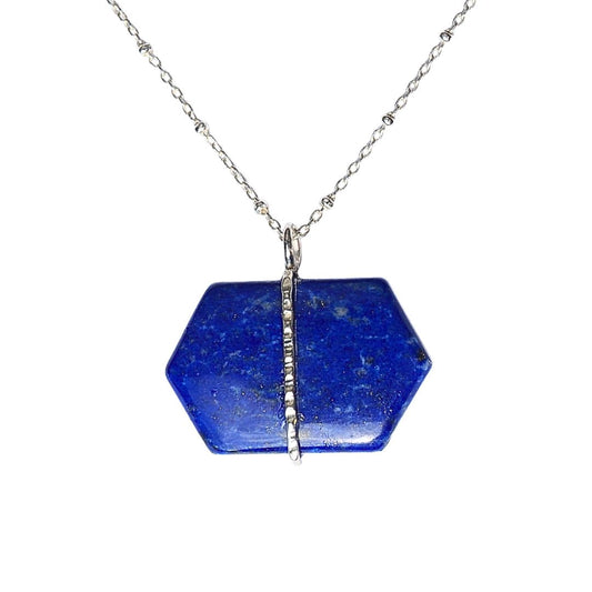 Banded Lapis Hexagon Necklace