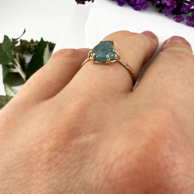 14k Blue Tourmaline Leaf Ring