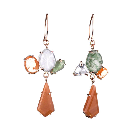 14k Cameo Garden Earrings