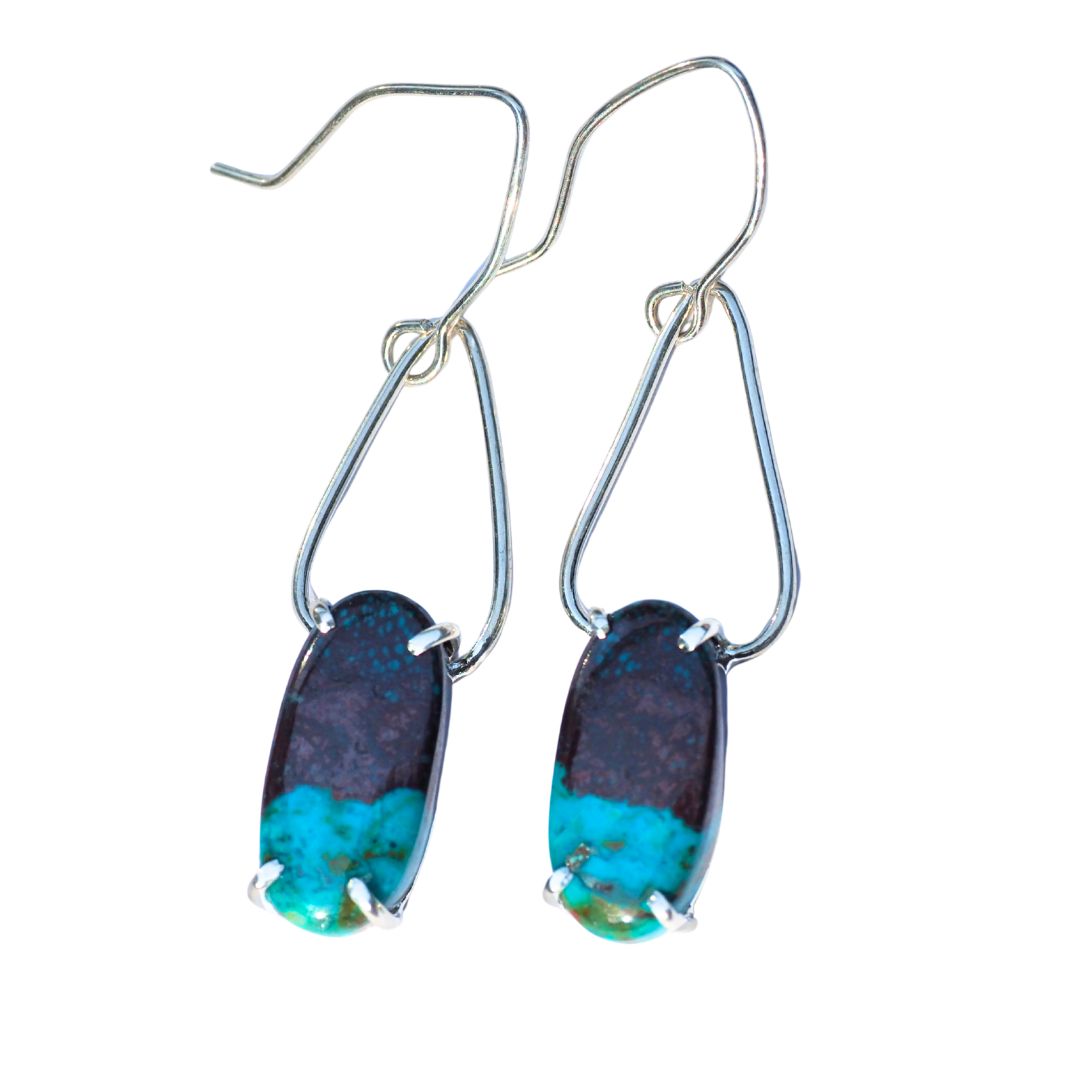 Chrysocholla Petal Earrings