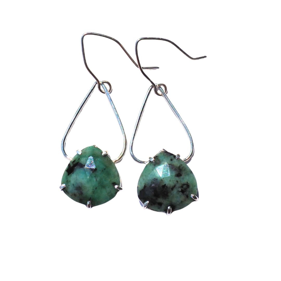 Emerald Petal Earrings