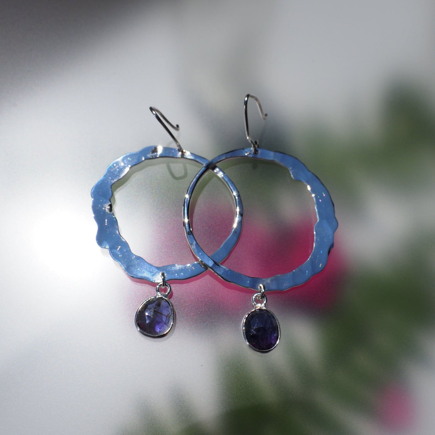 Iolite Moon Earrings