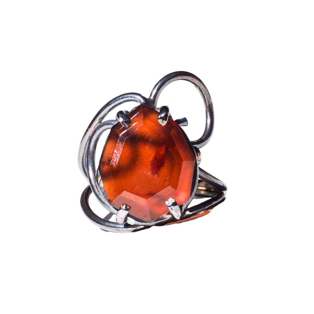 Iron & Ember Hessonite Garnet Ring | Sterling Silver | Size 8