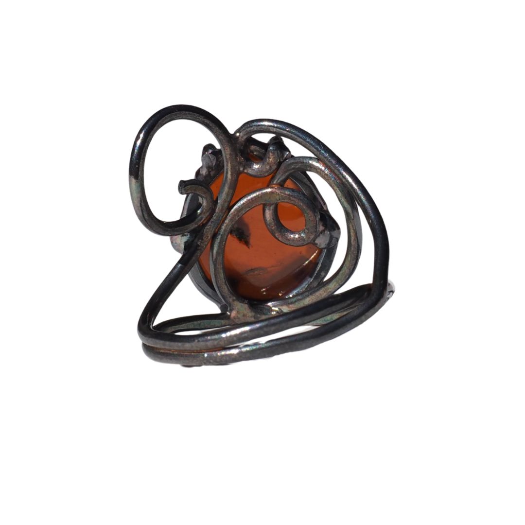 Iron & Ember Hessonite Garnet Ring | Sterling Silver | Size 8