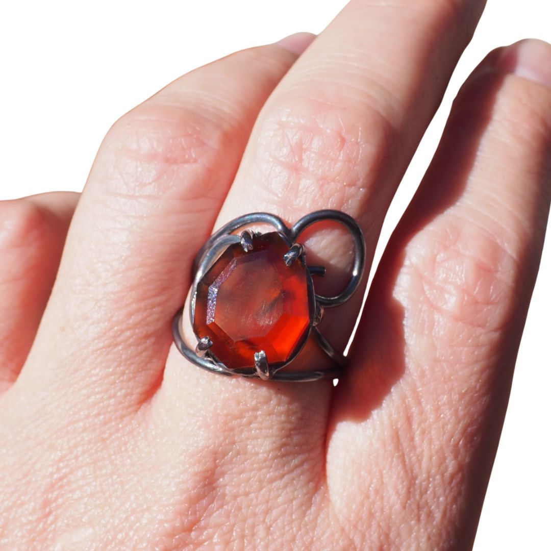 Iron & Ember Hessonite Garnet Ring | Sterling Silver | Size 8