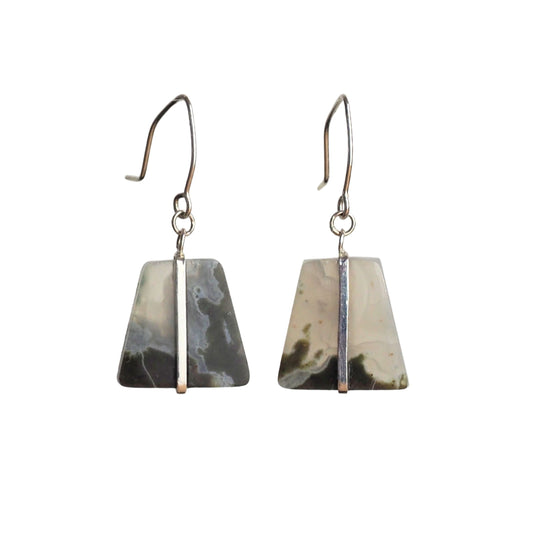 Belted Moss Agate Earrings