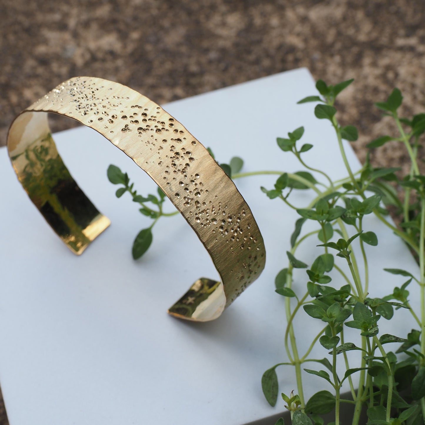 Stardust Cuff Bracelet 14k Yellow Gold