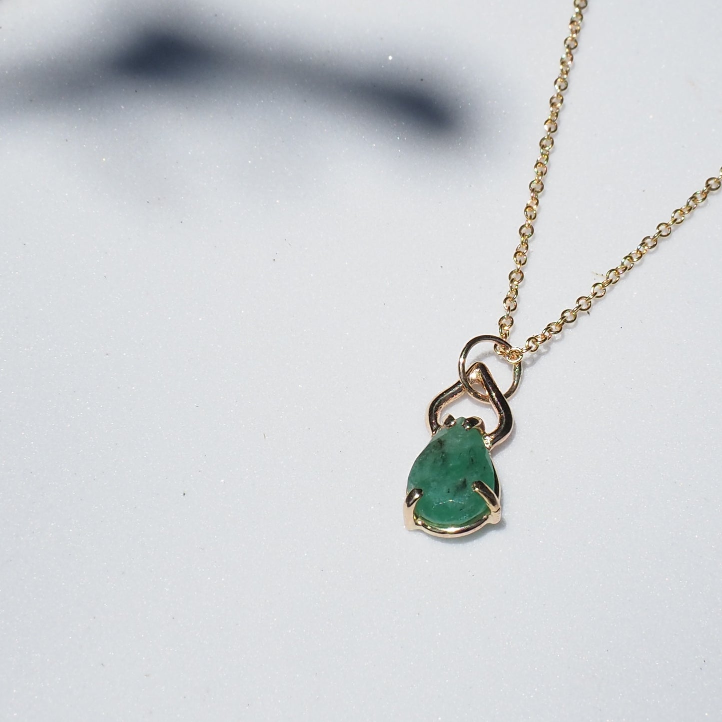 14k Emerald Petal Necklace