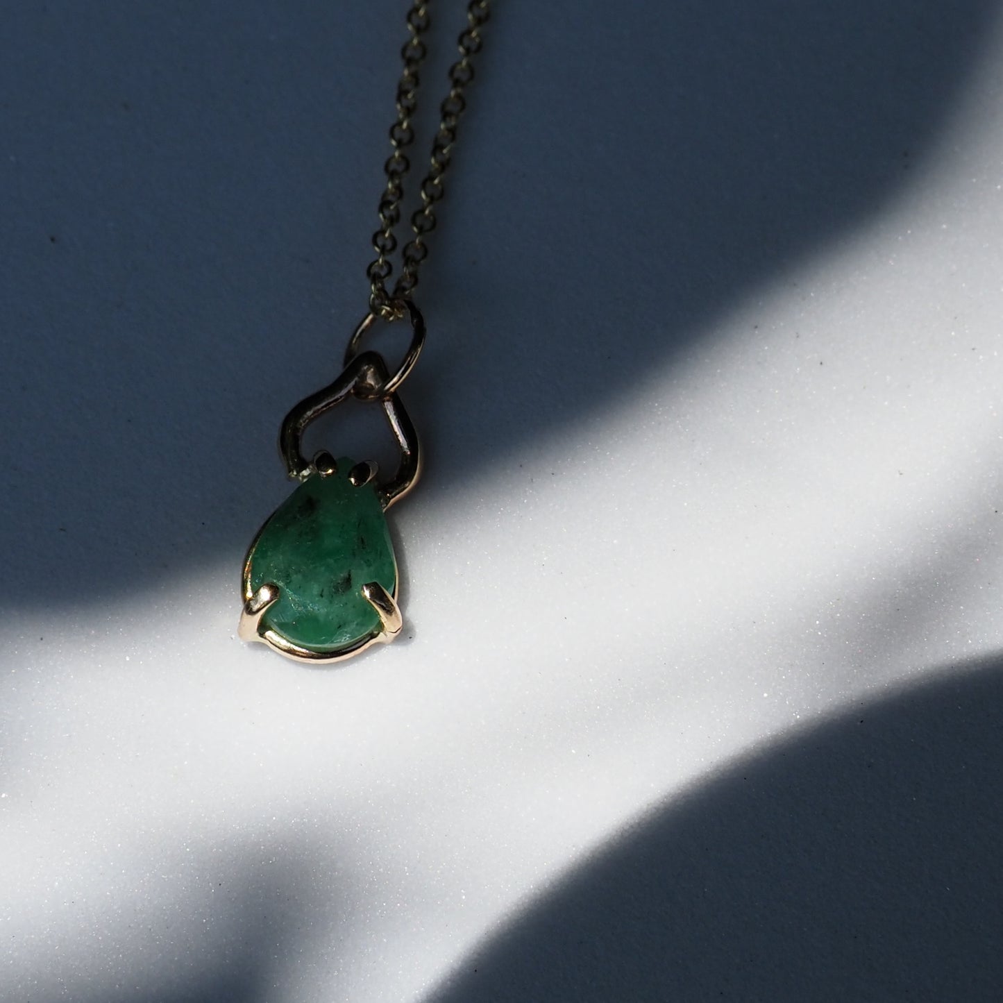 14k Emerald Petal Necklace